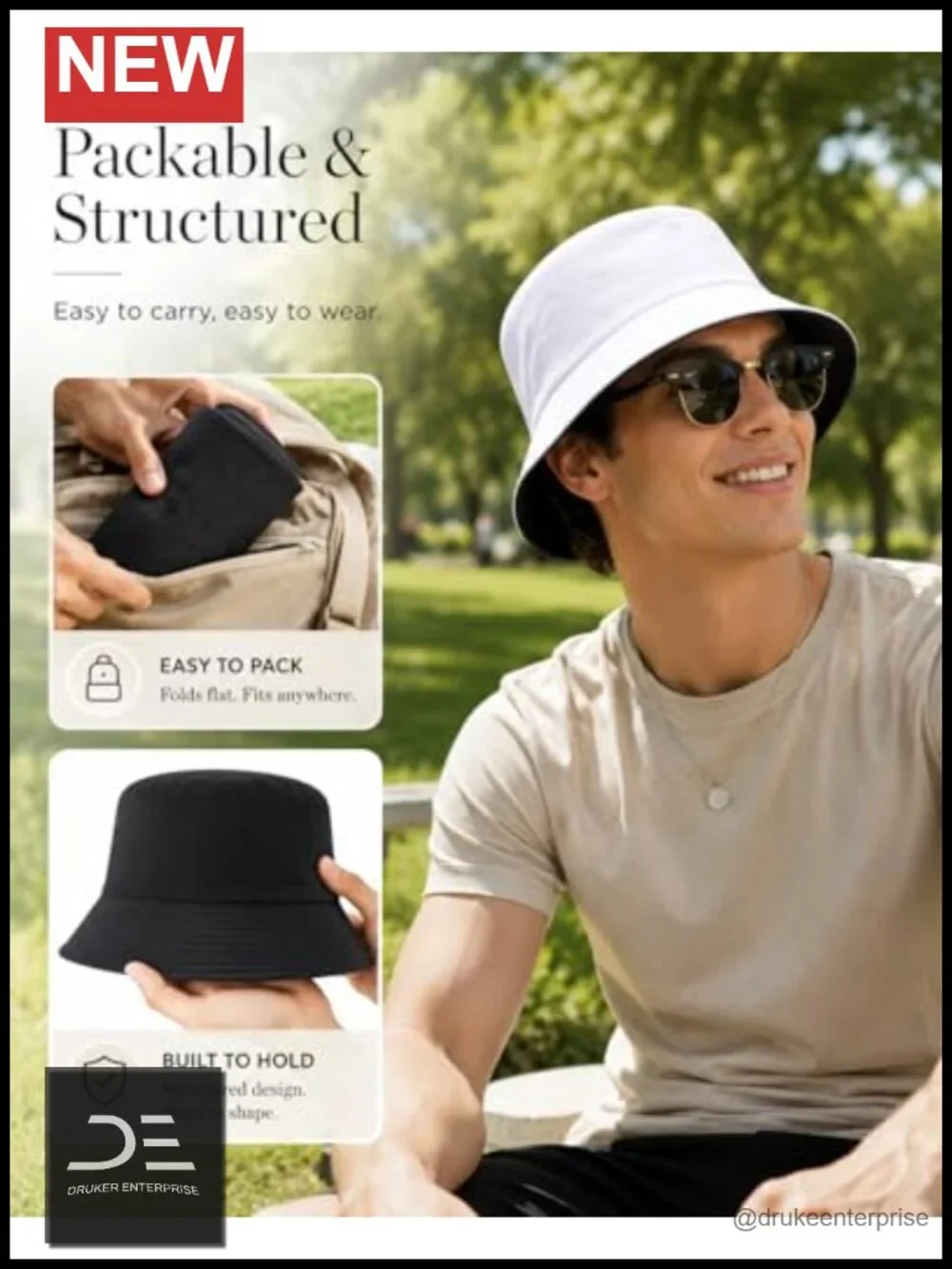 Reversible Bucket Hat Breathable Sun Hat for Beach Vacation